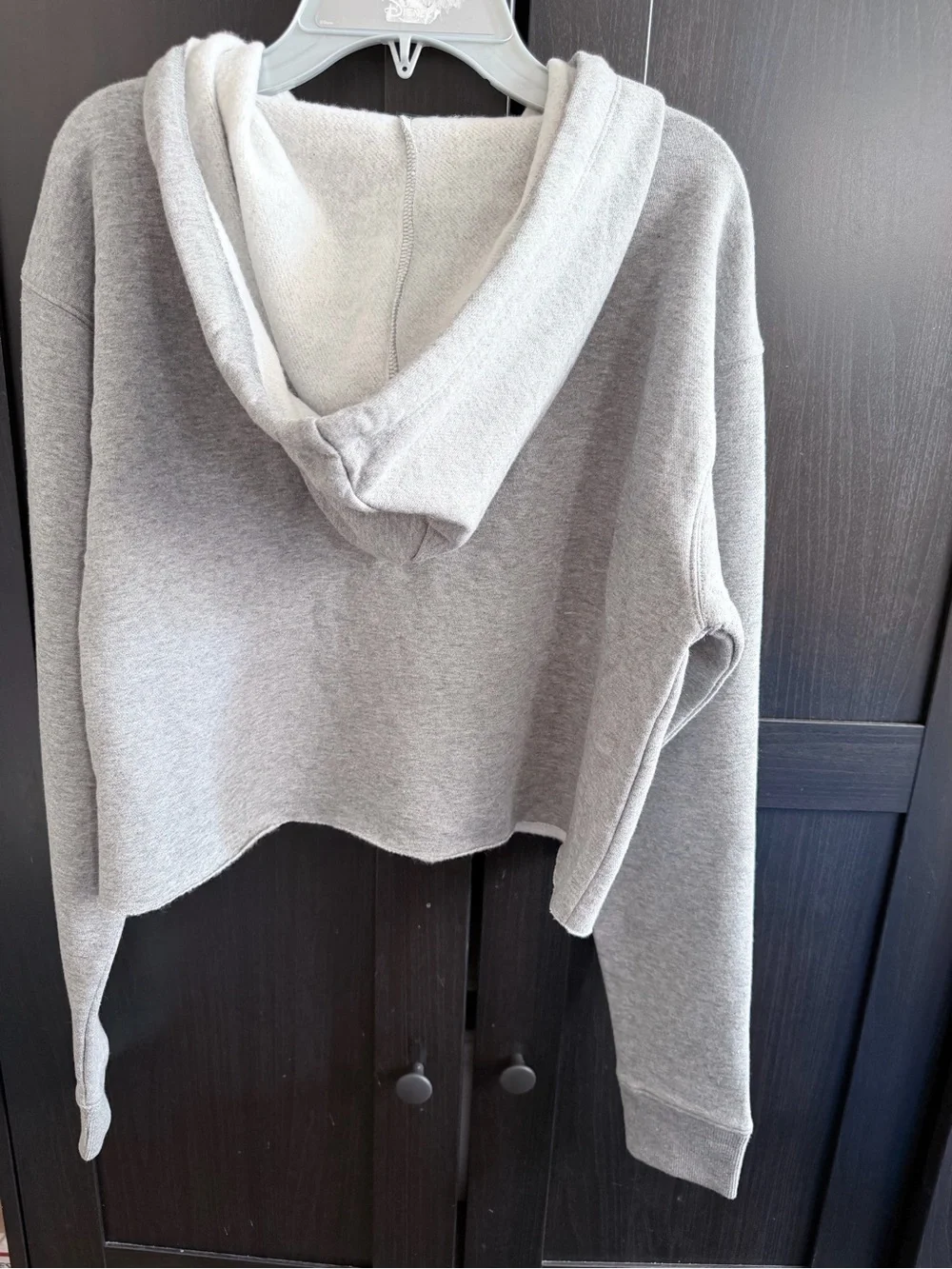 Light Gray Cropped Drawstring Hoodie - Picture 2 of 3